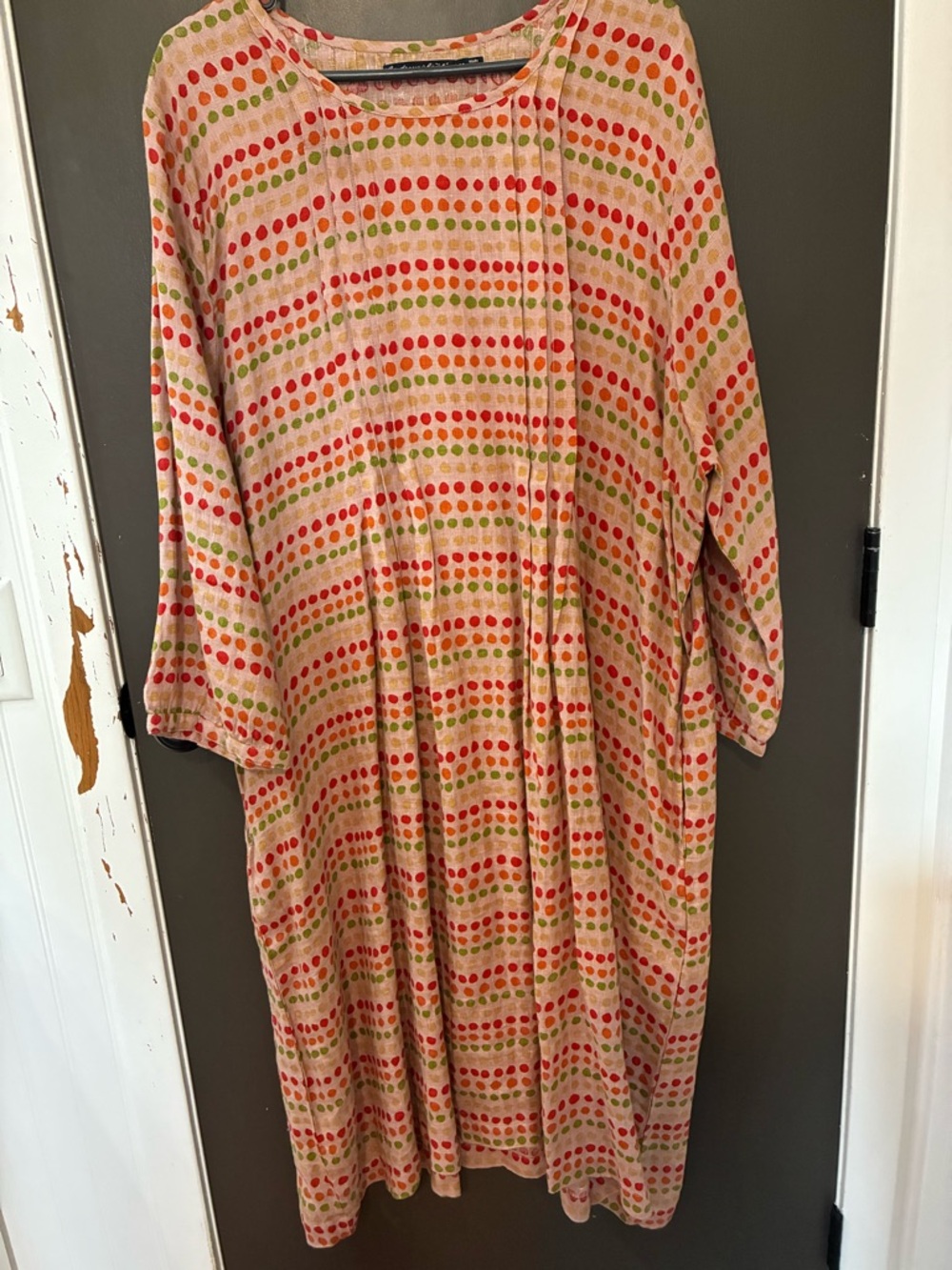 Organic linen Gudrun Sjoden Maxi Dress w/ a beautiful & FUN polka dot Pattern
